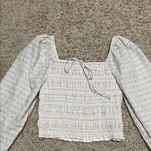 American Eagle Outfitters White Striped Blouse